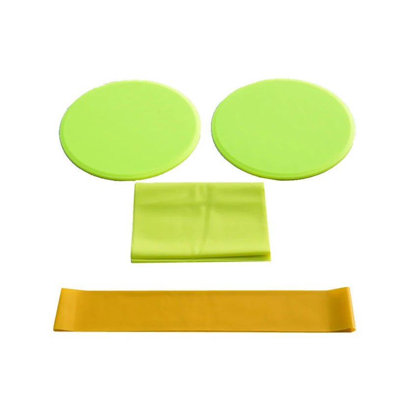 Yoga Fitness Three-piece Set Sliding Plate Elastic Band Resistance Circle Pilates Vest Line Buttocks Training Home Equipment