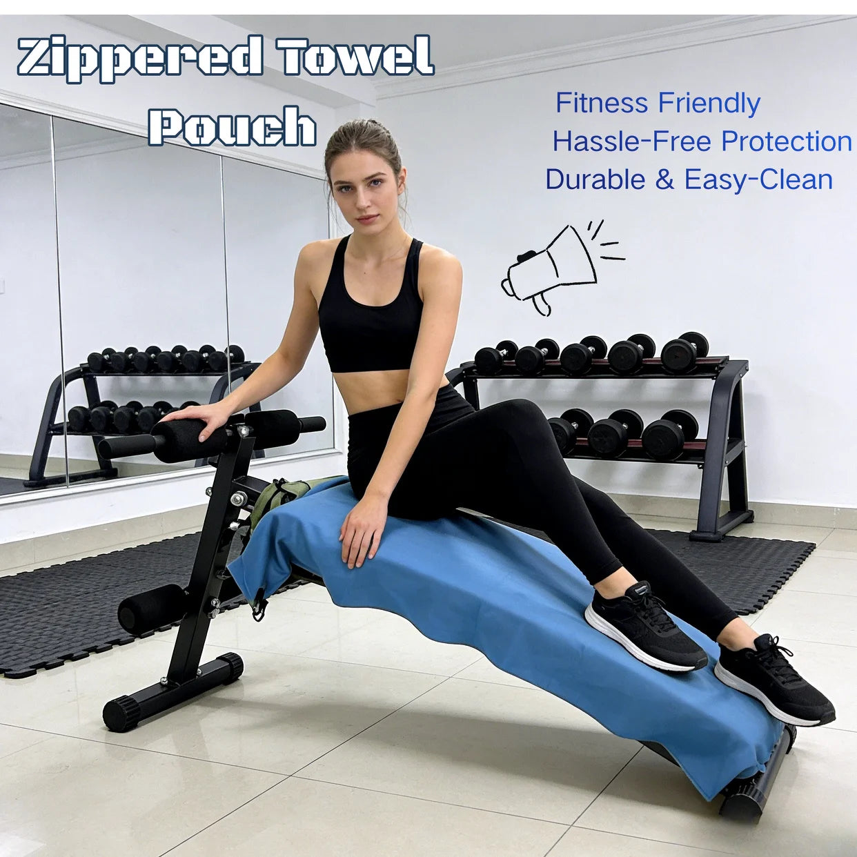 Gym Fitness Sports Towel with Zipper Pocket - Quick Dry Sweat-Wicking Stores Phone/Keys for CrossFit Training Workout Weightlift