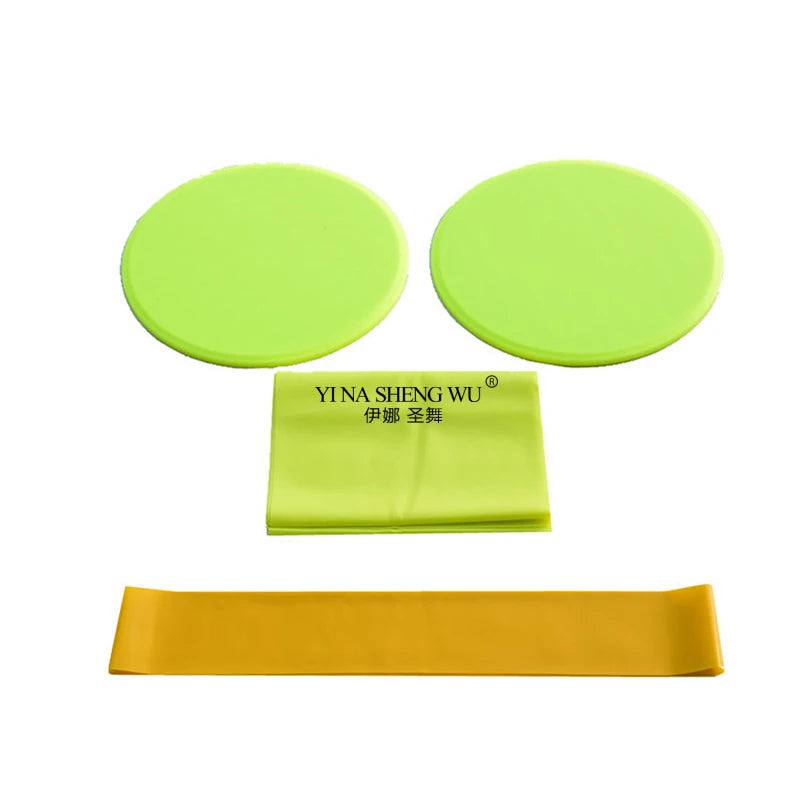 Yoga Fitness Three-piece Set Sliding Plate Elastic Band Resistance Circle Pilates Vest Line Buttocks Training Home Equipment