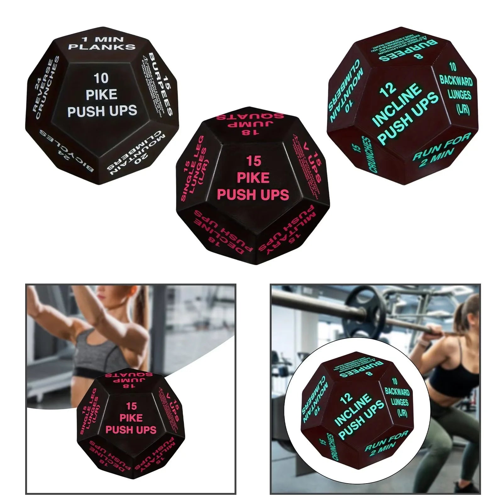 12 Sided Rounded Digital Fitness Dice Exercise Dice Bodyweight Training Dice Cardio Workout Plyometrics Game Dice for Home Gym